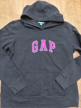 GAP Brown Hoodie with Bright Pink Logo